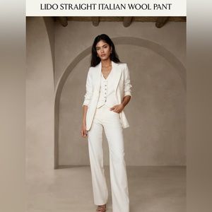 NWT Banana Republic Lido Italian Wool Cream Straight Leg Trousers SZ6
